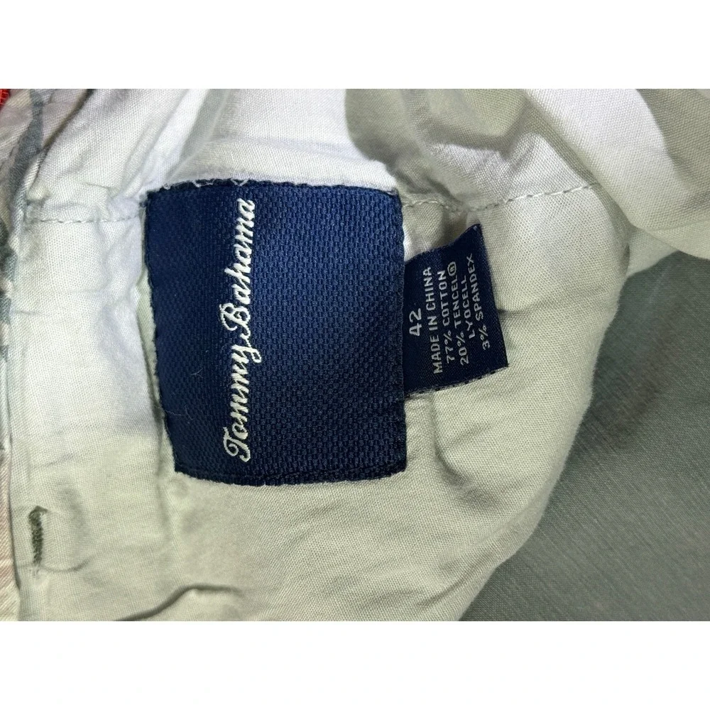 Tommy Bahama Mens 42 Chino Shorts‎ Sage Green Cotton Tencel Stretch 9.5 Inseam
